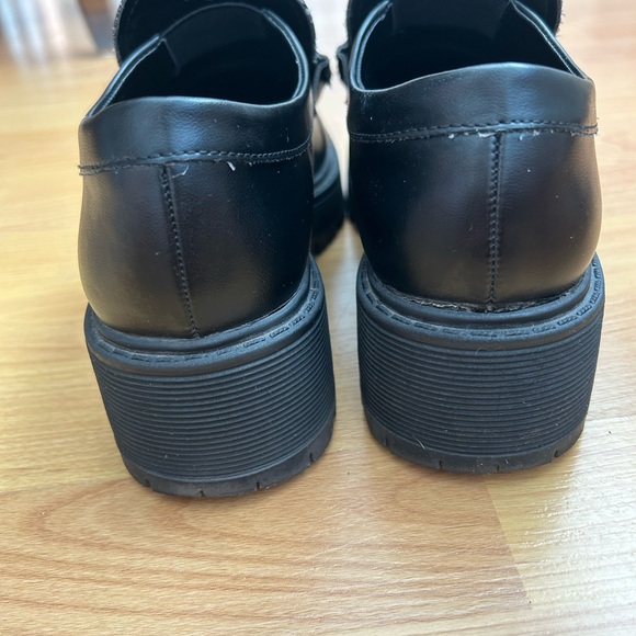 Steve Madden Lawrence Black Leather Chunky Platform Loafers Wmns 7.5 - Picture 5 of 6